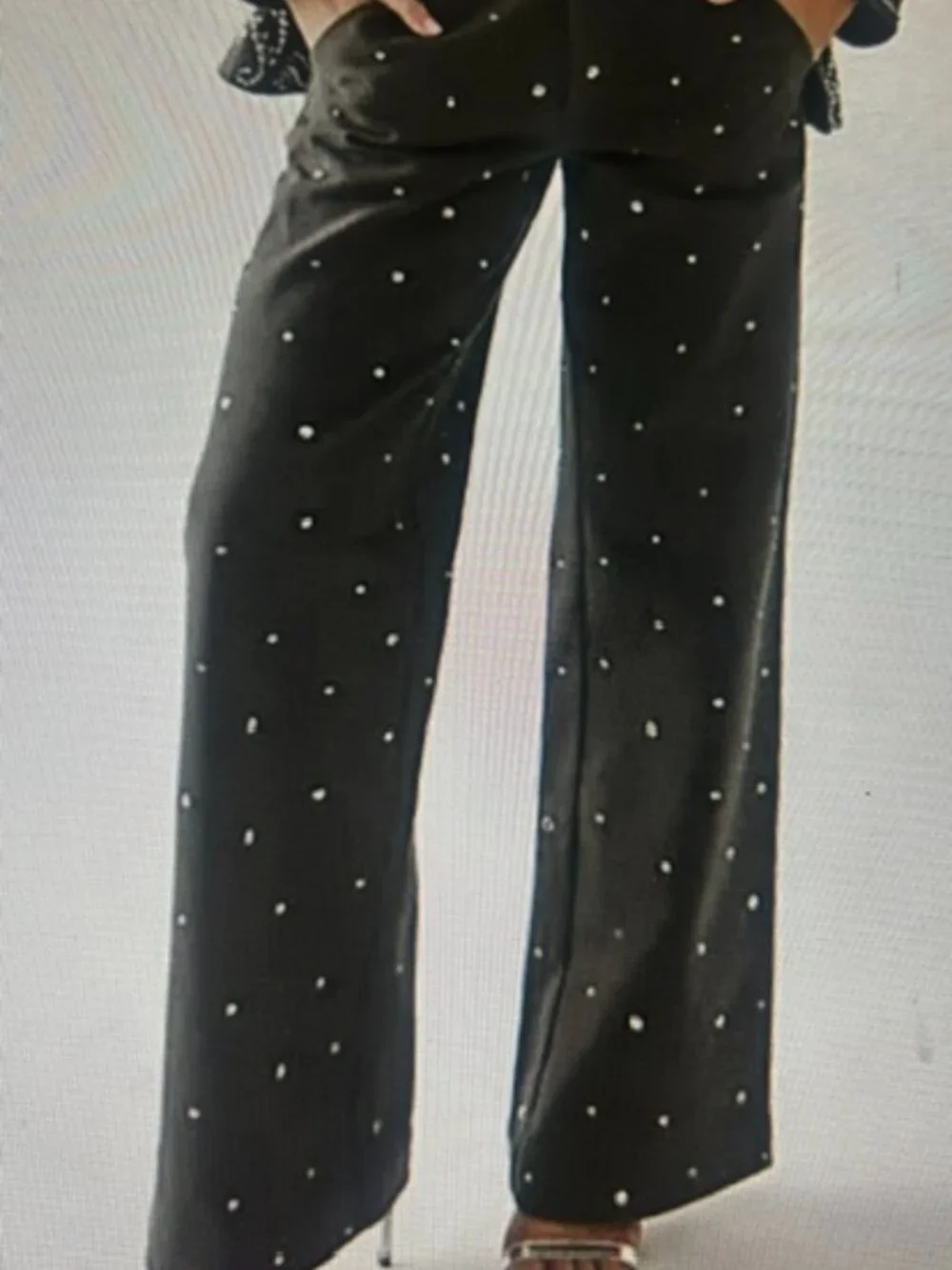 Free People Chocolate Brown Embellished Rhinestone Stud Trousers NEW